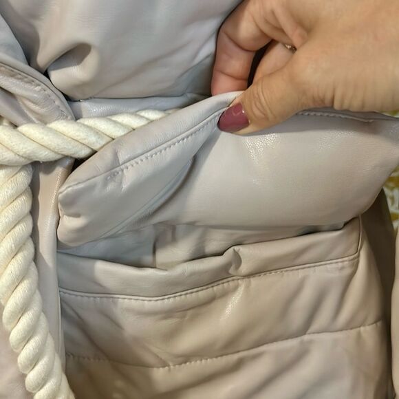 NWT A.L.C. Liam Faux Leather Rope Belt Puffer Coat Jacket in Fog $695 size M - Picture 8 of 16